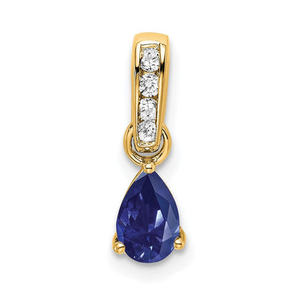 10K Gelbgold Tropfen Erzeugt Saphir und Diamant Anhänger