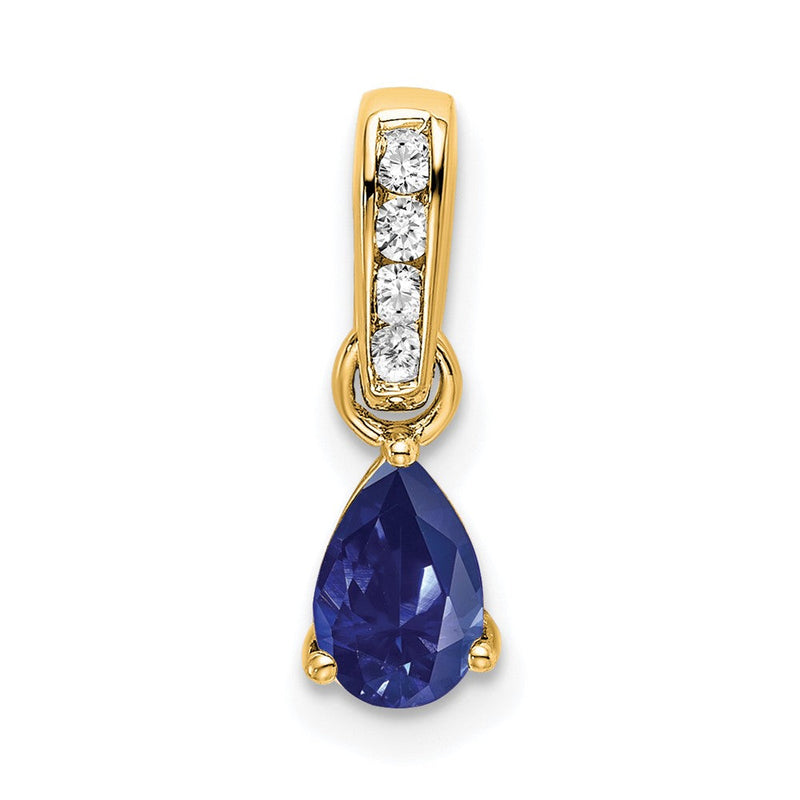 10K Gelbgold Tropfen Erzeugt Saphir und Diamant Anhänger