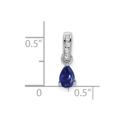 14K Weißgold Tropfen Erzeugt Saphir und Diamant Anhänger