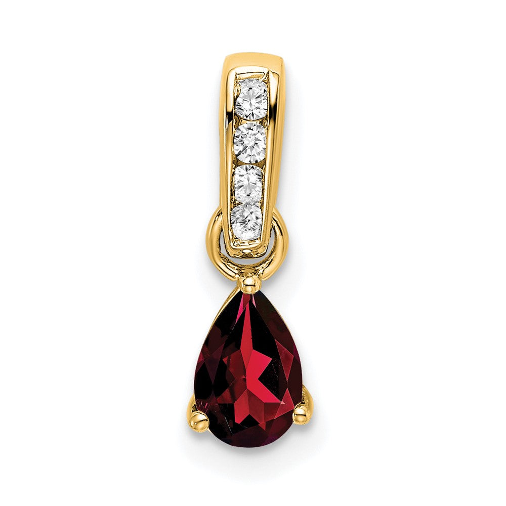10K Gelbgold Tropfen Granat und Diamant Anhänger