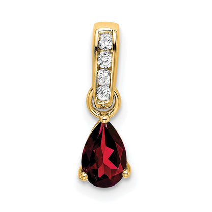 10K Gelbgold Tropfen Granat und Diamant Anhänger