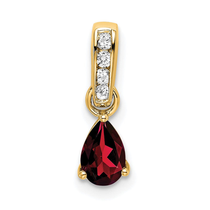 10K Gelbgold Tropfen Granat und Diamant Anhänger