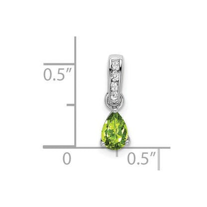 10K Weißgold Tropfen Peridot und Diamant Anhänger