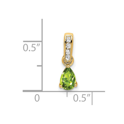 10K Gelbgold Tropfen Peridot und Diamant Anhänger