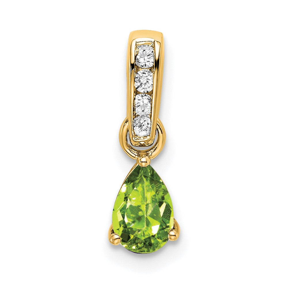 10K Gelbgold Tropfen Peridot und Diamant Anhänger
