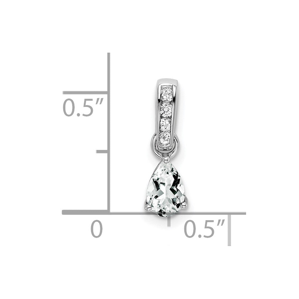 10K Weißgold Tropfen Topas und Diamant Anhänger