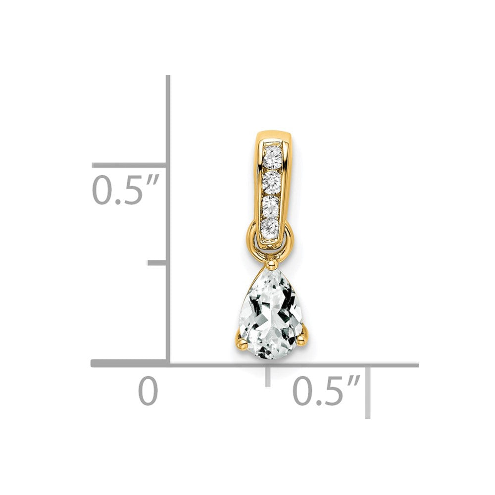 10K Gelbgold Tropfen Weiß Topas und Diamant Anhänger