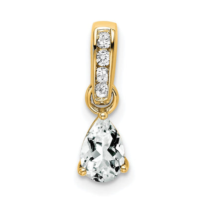 10K Gelbgold Tropfen Weiß Topas und Diamant Anhänger