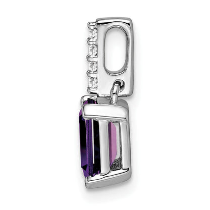 10K Weißgold Amethyst und Diamant Anhänger