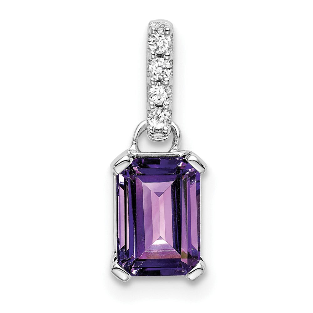 10K Weißgold Amethyst und Diamant Anhänger