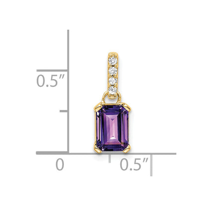 10K Gelbgold Amethyst und Diamant Anhänger