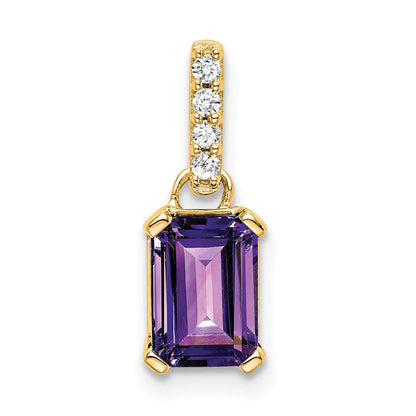 10K Gelbgold Amethyst und Diamant Anhänger