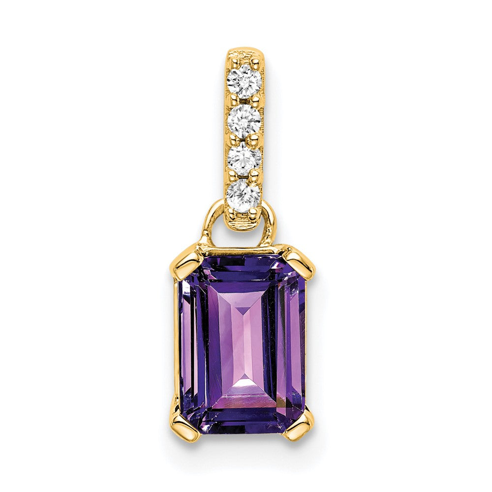 14K Gelbgold Amethyst und Diamant Anhänger