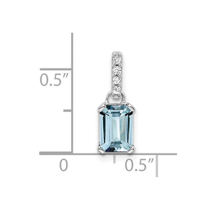 10K Weißgold Aquamarin und Diamant Anhänger
