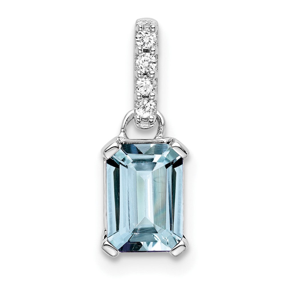 10K Weißgold Aquamarin und Diamant Anhänger