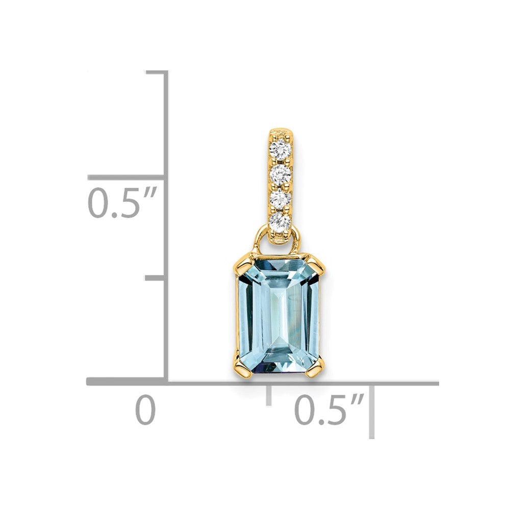 10K Gelbgold Aquamarin und Diamant Anhänger