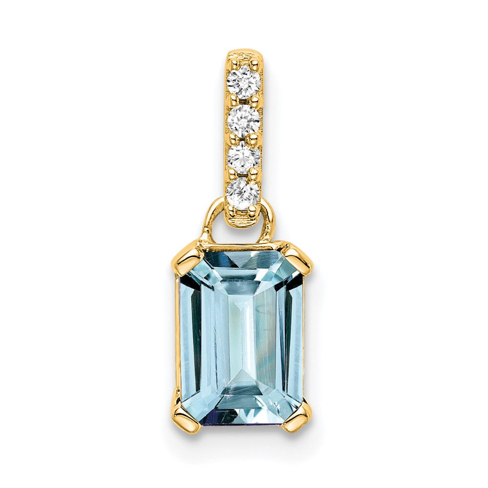 10K Gelbgold Aquamarin und Diamant Anhänger