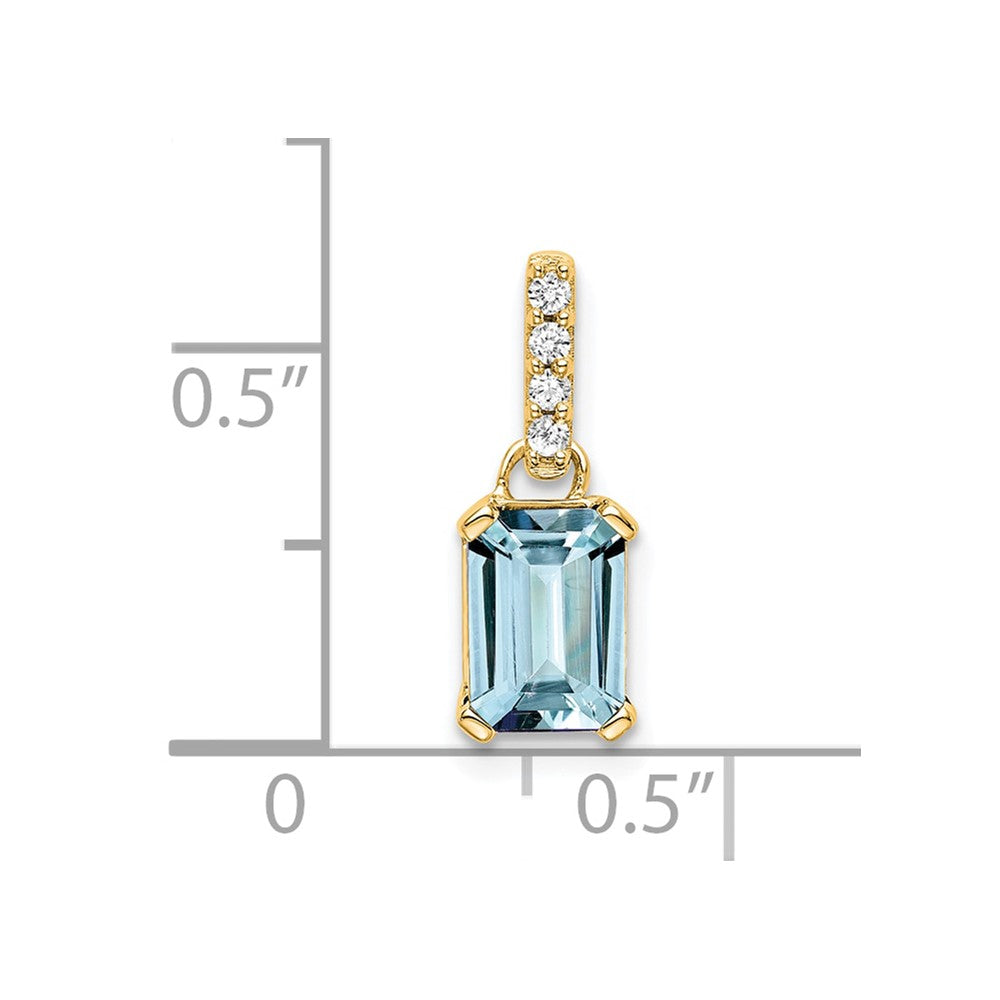 14K Gelbgold Aquamarin und Diamant Anhänger