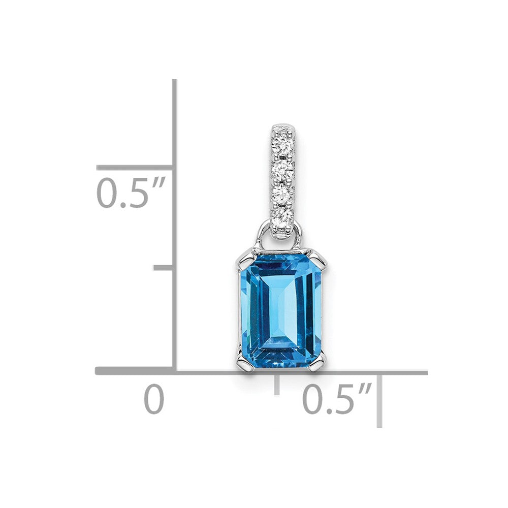 10K Weißgold Blautopas und Diamant Anhänger