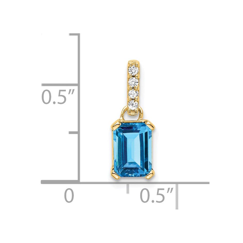 10K Gelbgold Blautopas und Diamant Anhänger