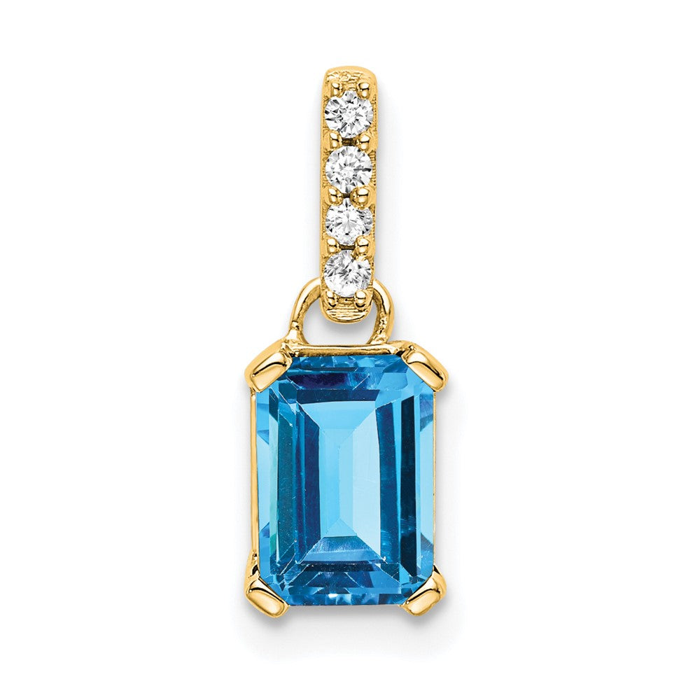 10K Gelbgold Blautopas und Diamant Anhänger