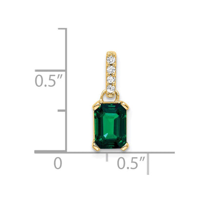 10K Gelbgold Erzeugt Smaragd und Diamant Anhänger