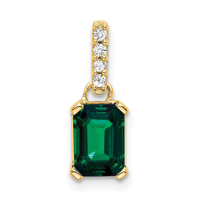 10K Gelbgold Erzeugt Smaragd und Diamant Anhänger
