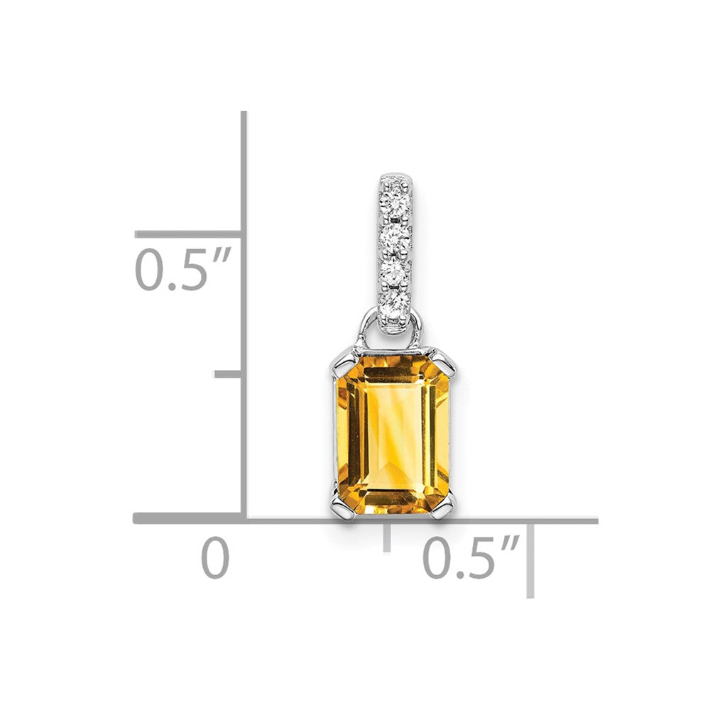 10K Weißgold Citrin und Diamant Anhänger