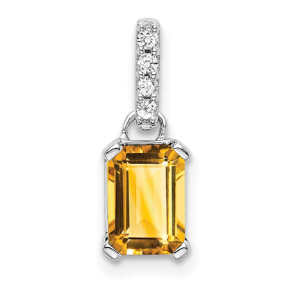 10K Weißgold Citrin und Diamant Anhänger