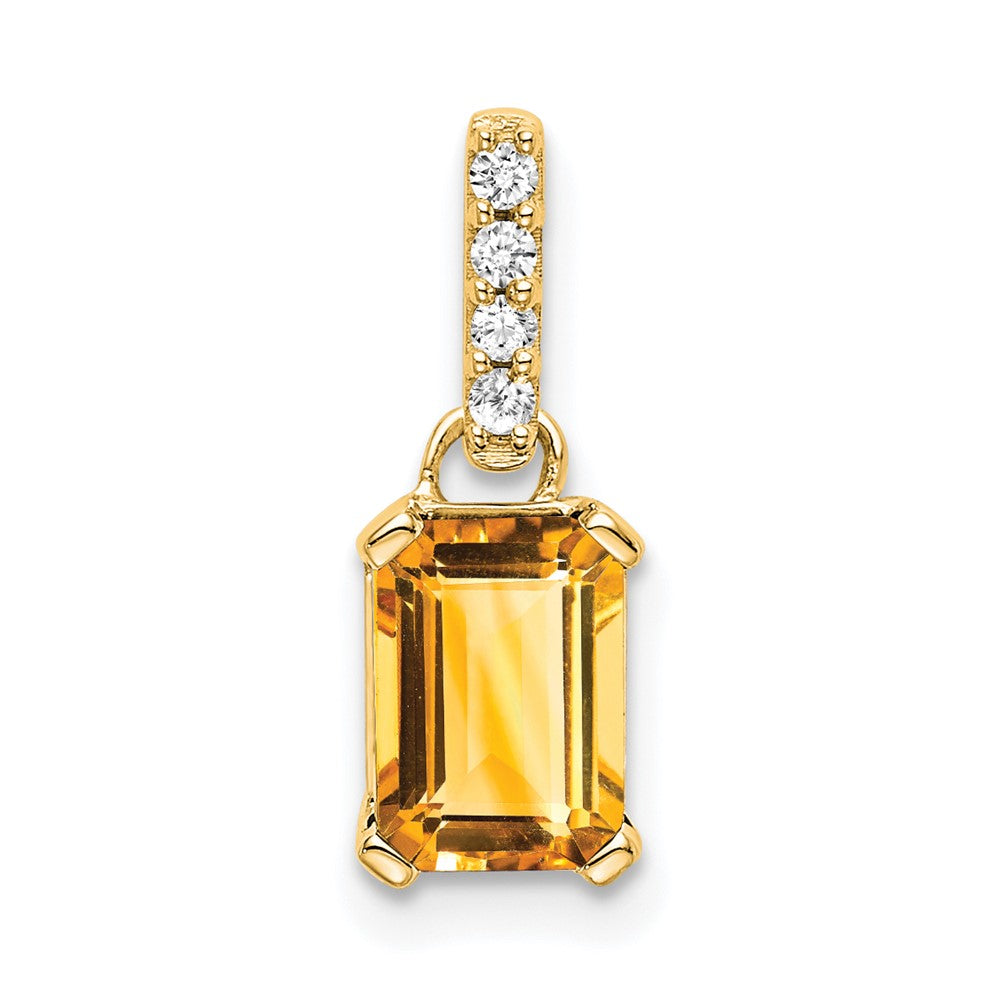 10K Gelbgold Citrin und Diamant Anhänger