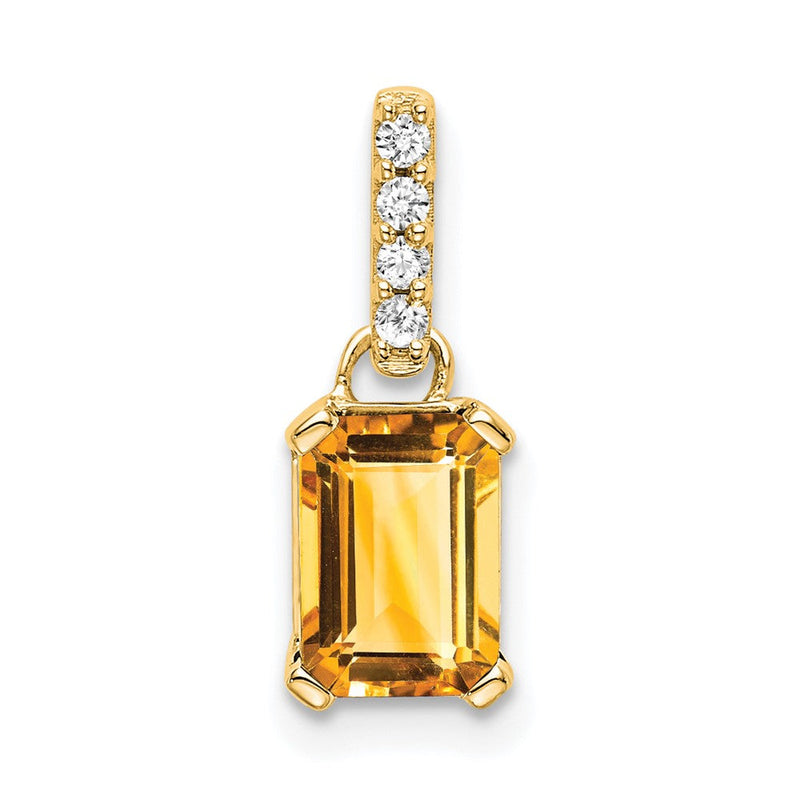 14K Gelbgold Citrin und Diamant Anhänger