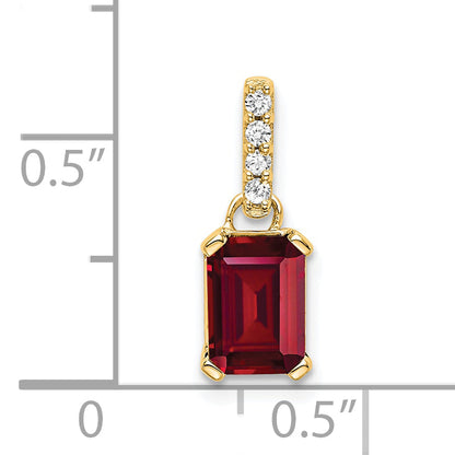 10K Gelbgold Erzeugt Rubin und Diamant Anhänger