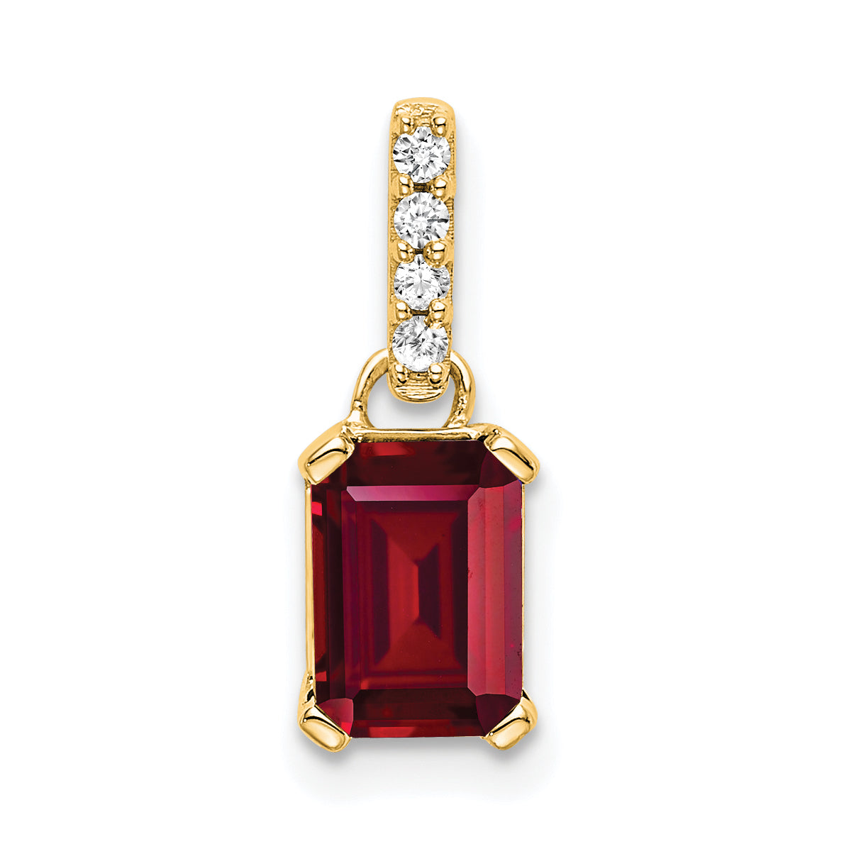 10K Gelbgold Erzeugt Rubin und Diamant Anhänger