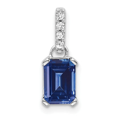 10K Weißgold Erzeugt Saphir und Diamant Anhänger