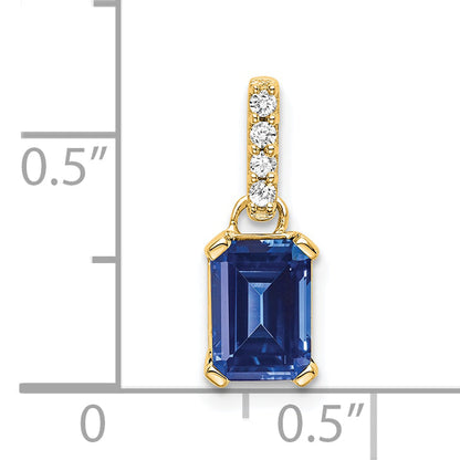 10K Gelbgold Erzeugt Saphir und Diamant Anhänger