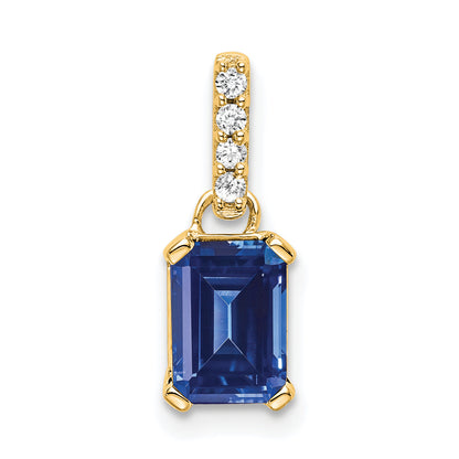 10K Gelbgold Erzeugt Saphir und Diamant Anhänger