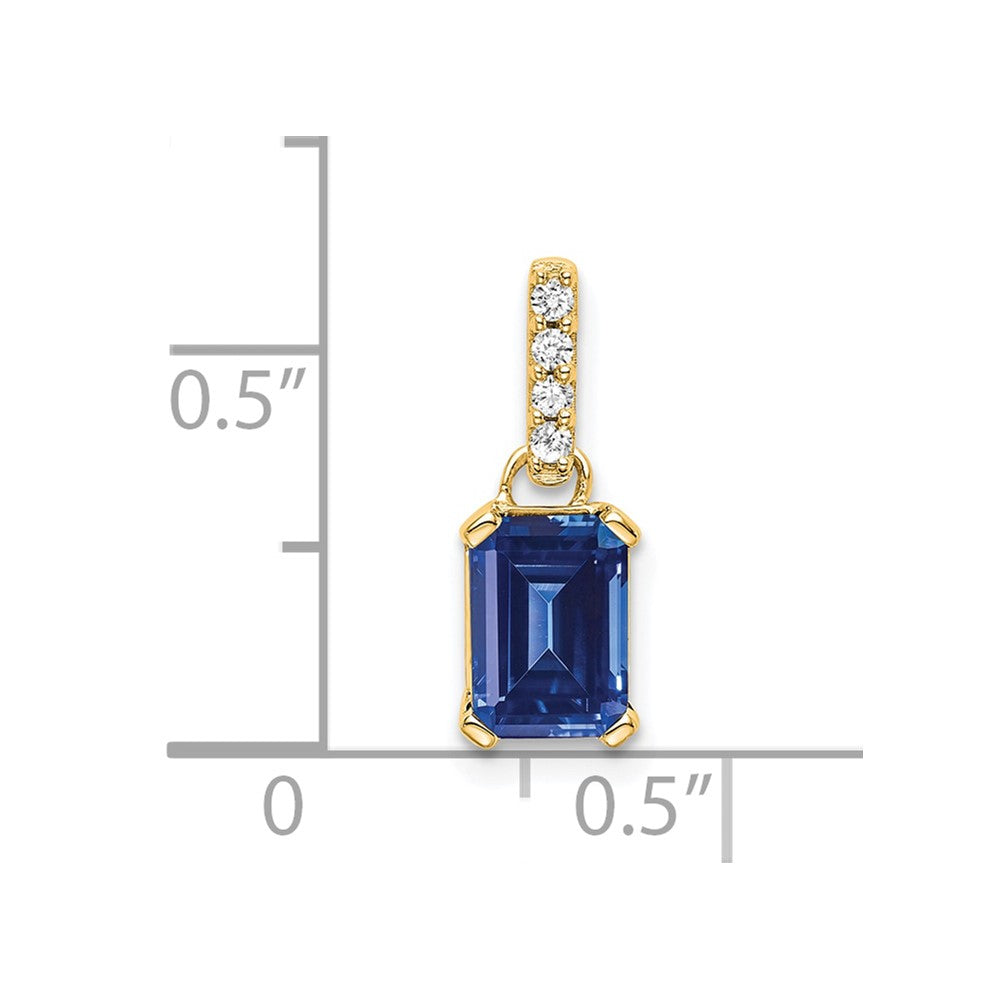 14K Gelbgold Erzeugt Saphir und Diamant Anhänger