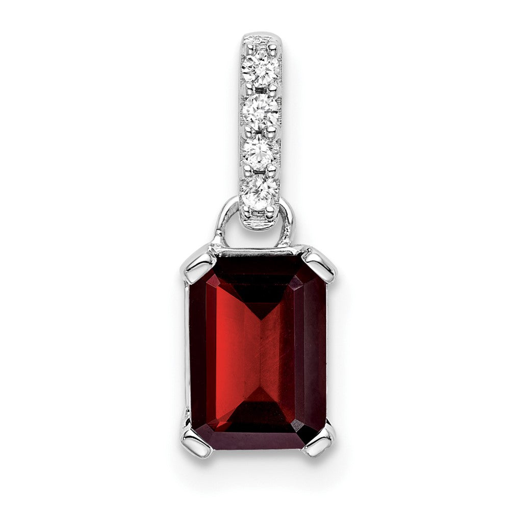10K Weißgold Granat und Diamant Anhänger