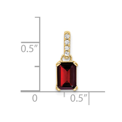 10K Gelbgold Granat und Diamant Anhänger