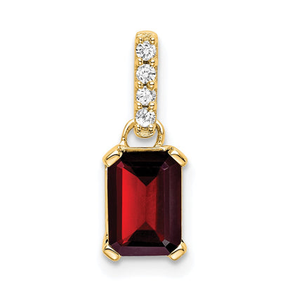 10K Gelbgold Granat und Diamant Anhänger