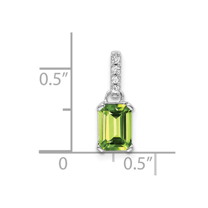 10K Weißgold Peridot und Diamant Anhänger