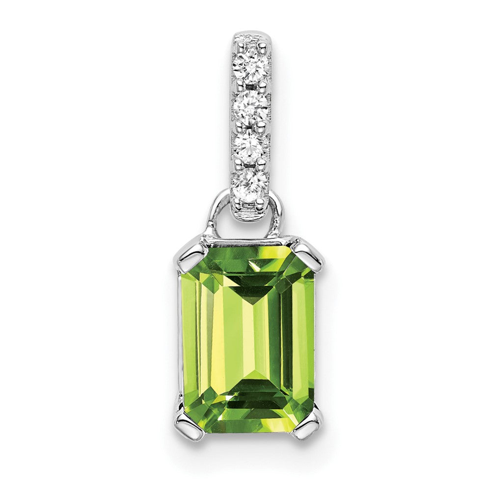 10K Weißgold Peridot und Diamant Anhänger