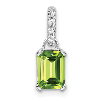 14K Weißgold Peridot und Diamant Anhänger