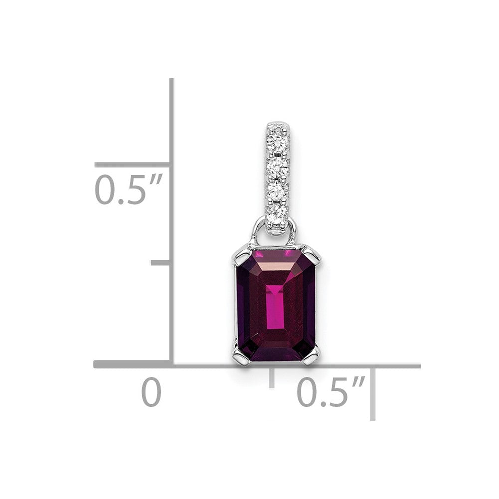 10K Weißgold Rhodolith Granat und Diamant Anhänger