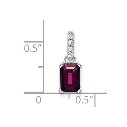 10K Weißgold Rhodolith Granat und Diamant Anhänger