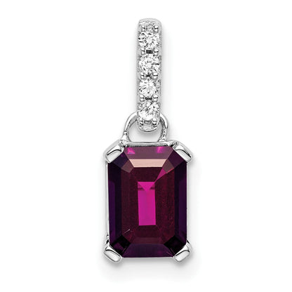 10K Weißgold Rhodolith Granat und Diamant Anhänger