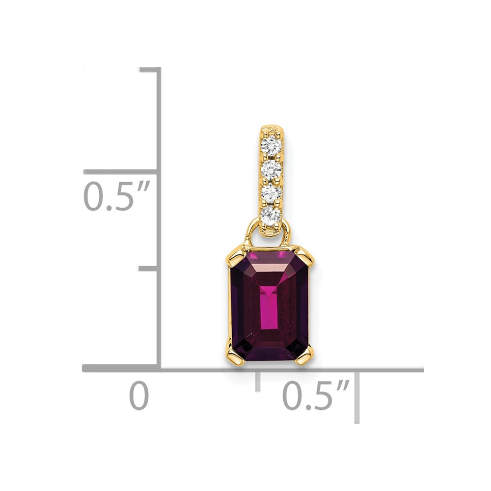 10K Gelbgold Rhodolith Granat und Diamant Anhänger