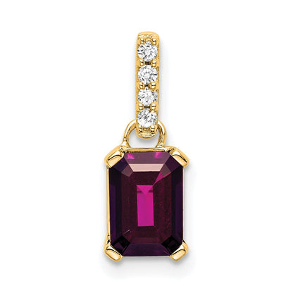 10K Gelbgold Rhodolith Granat und Diamant Anhänger