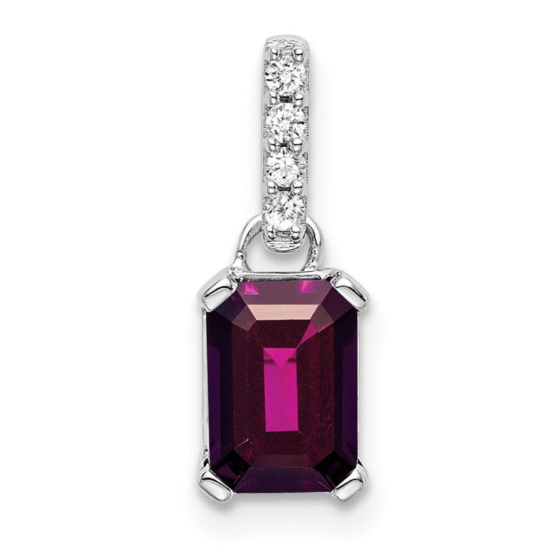 14K Weißgold Rhodolith Granat und Diamant Anhänger