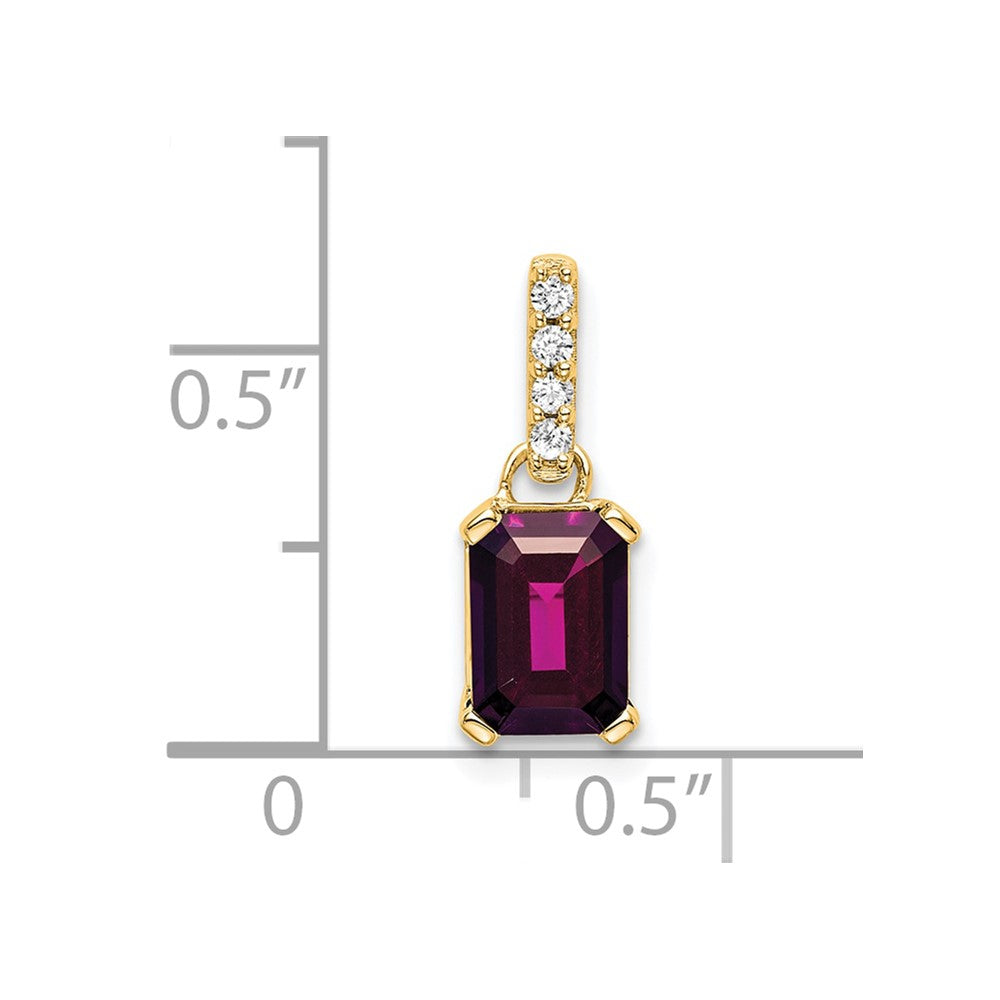14K Gelbgold Rhodolith Granat und Diamant Anhänger